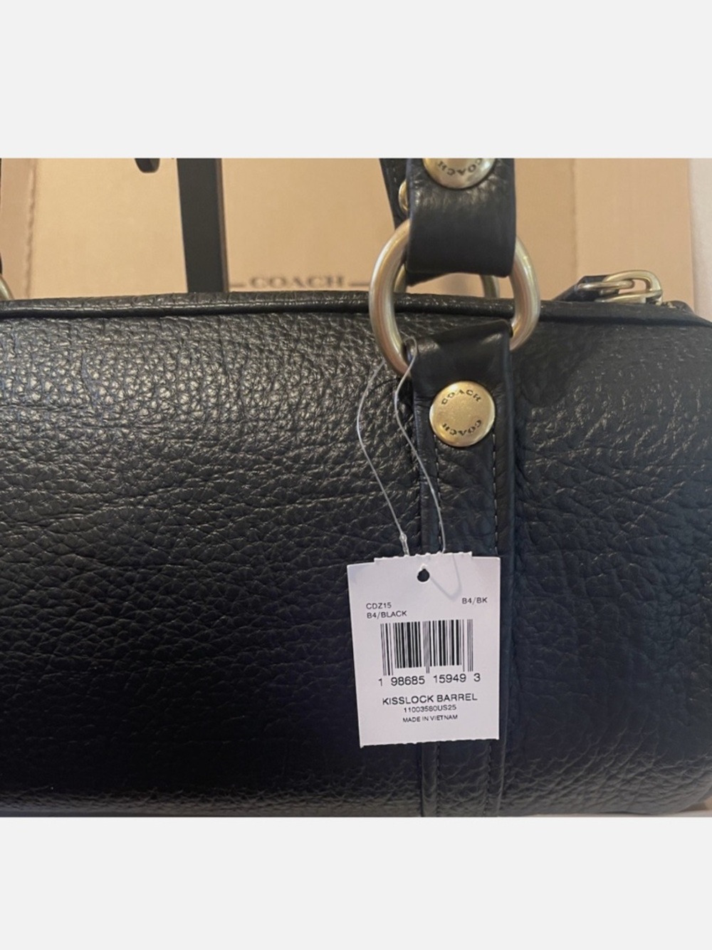 New Coach Kisslock Barrel Shoulder Bag 28 with Black and Gold - Picture 13 of 14